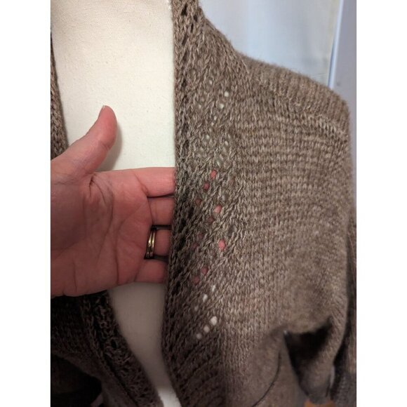 Fenn Wright Manson Women's Size 14 Brown/Beige 3/4 Sleeve Open Front Cardigan - Picture 2 of 11